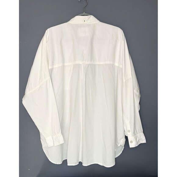 American Eagle Shirt Womens L White Oversized Fit Boyfriend Button Long Sleeve - Picture 3 of 16